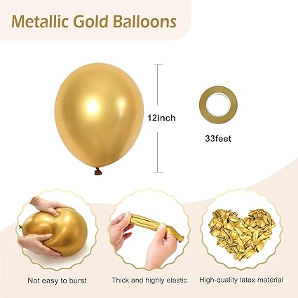 12'' latex Metallic Gold balloon N248-GC