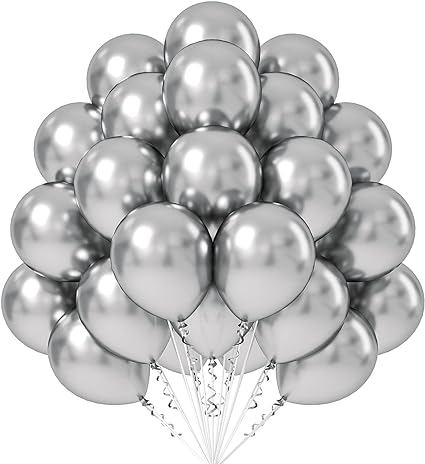 12'' Latex Metallic Silver Helium Balloon N248-SC-H