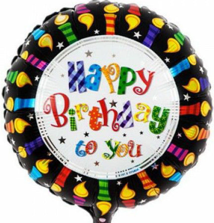 Birthday Balloons-18" Black Candles-9 P1-10