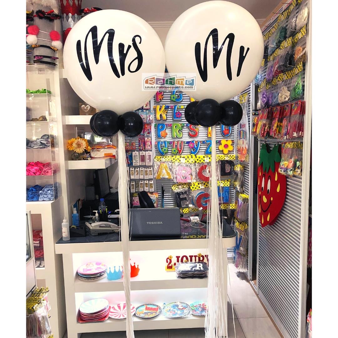 36” Latex Balloon Mr & Mrs