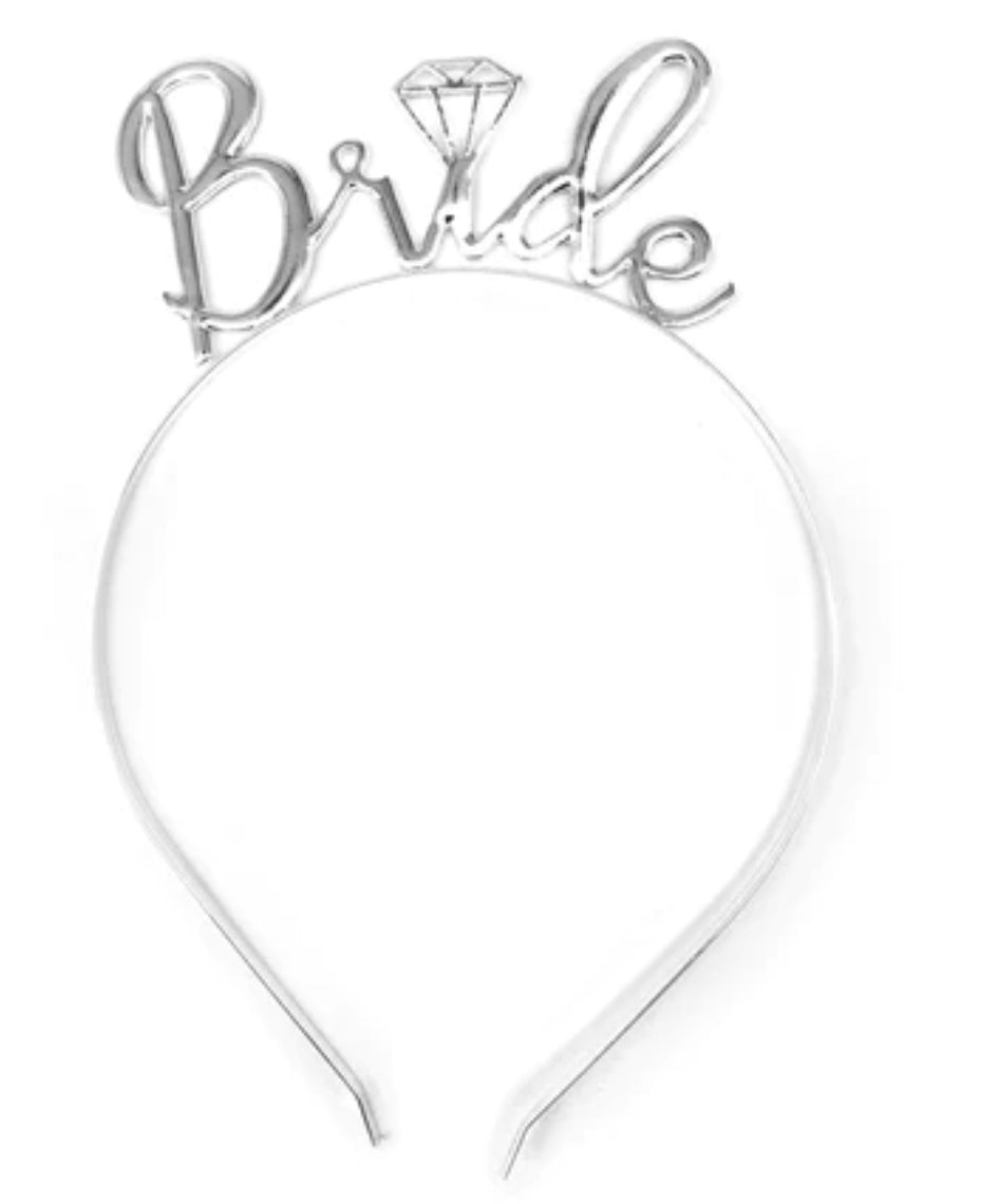 Bride Metallic Headband- Silver-105