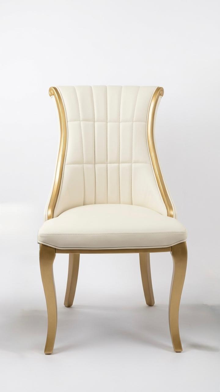 Gold And White Wood Chair (2)