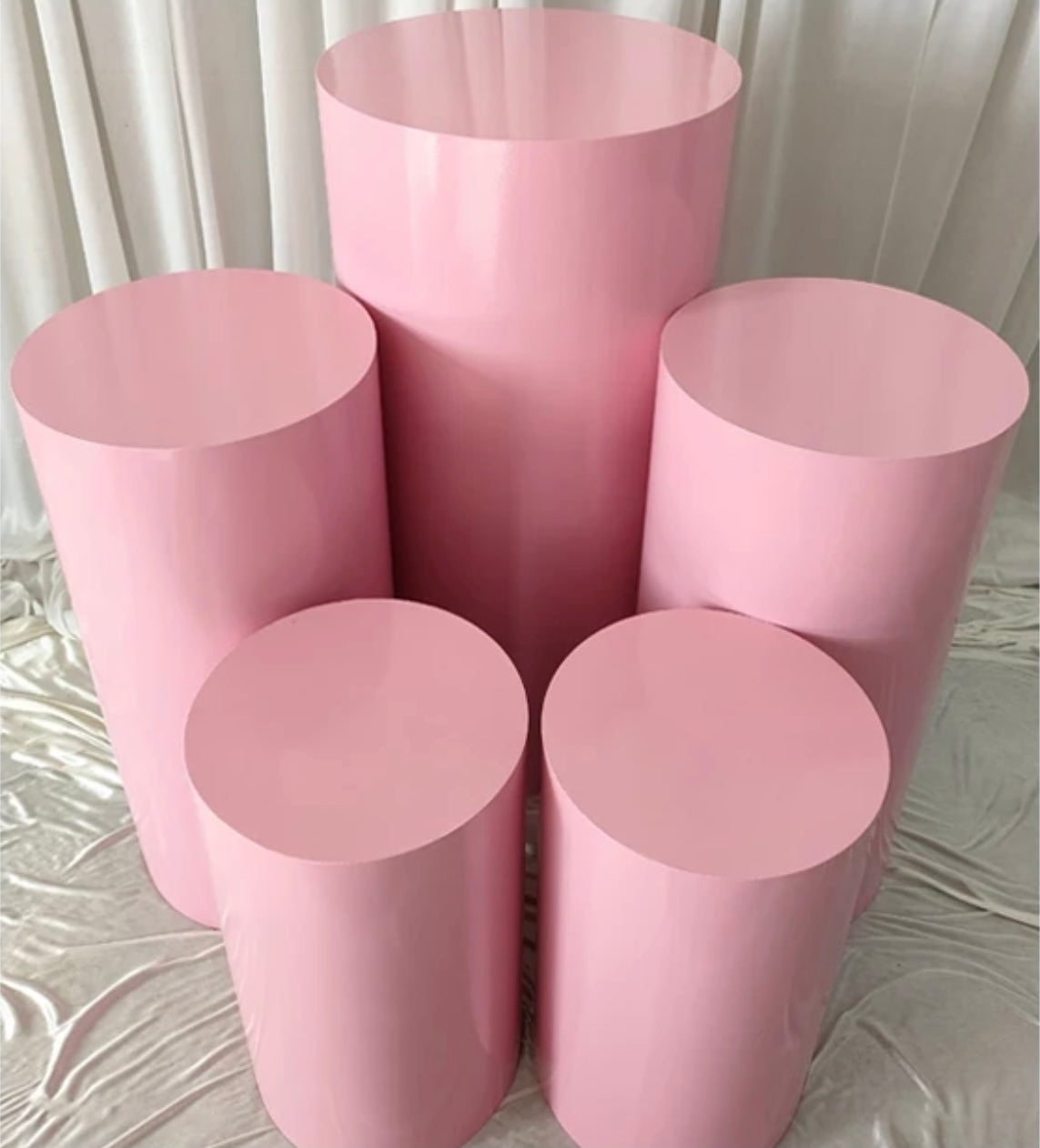 N266-1 Tin Cylindrical Dessert Table 5 Pieces /Set Pink (1)