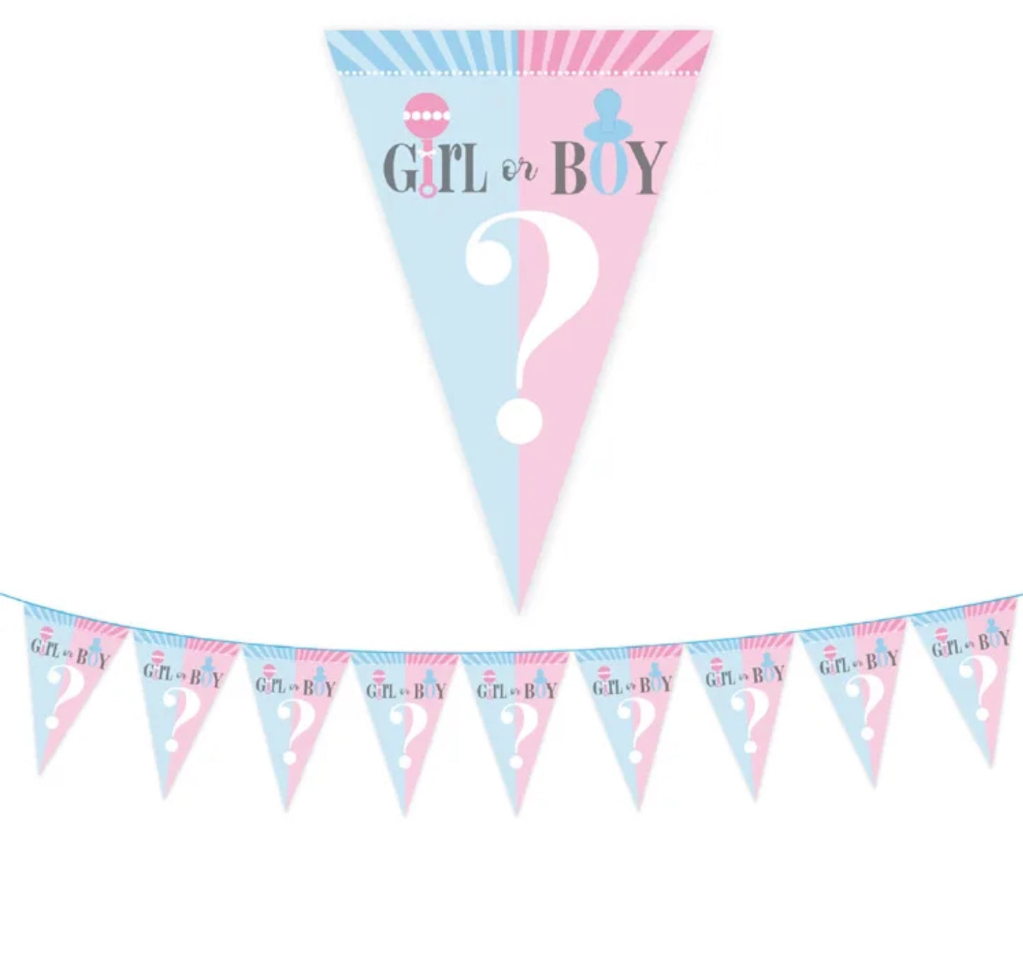 Boy or Girl Banner Gender Reveal Paper flags