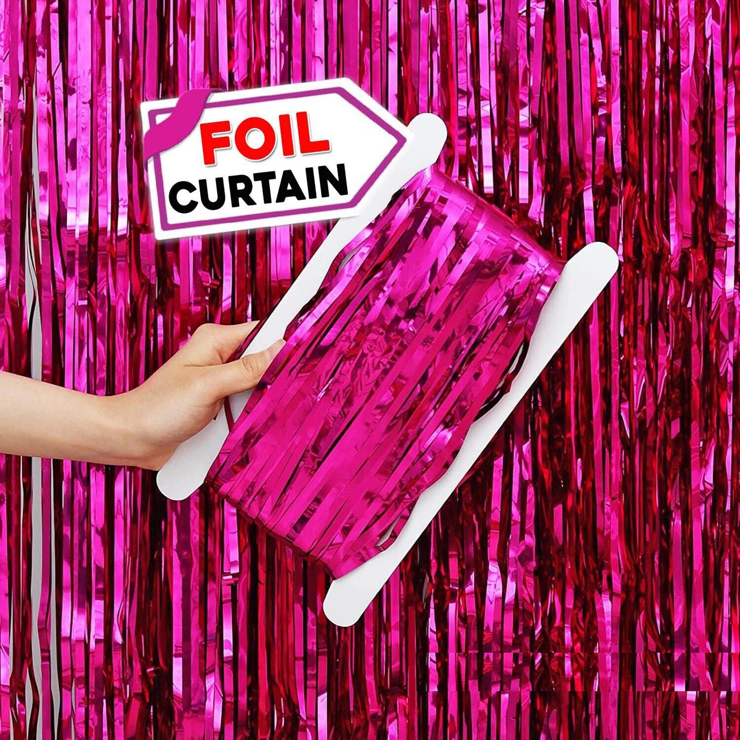 2M HOTPINK FOIL CURTAIN- B073HP
