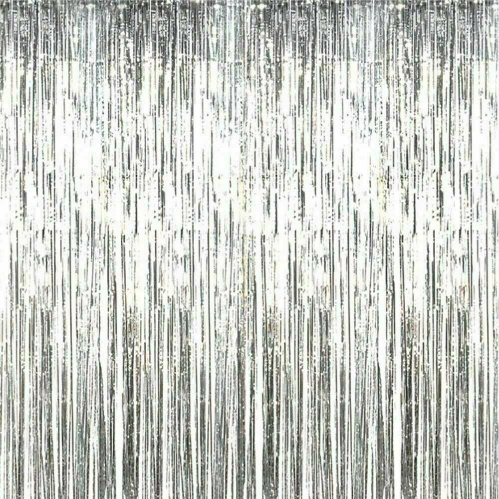 1M SILVER FOIL CURTAIN-B072-S