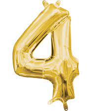 Balloons Number 4 Gold 17''
