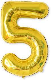 Balloons Number 5 Gold 17''