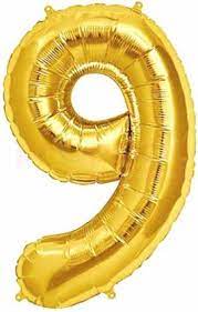 Balloons Number 9 Gold 17''