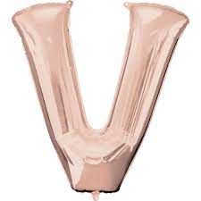 Balloon V Gold Rose Letter (V) 17''