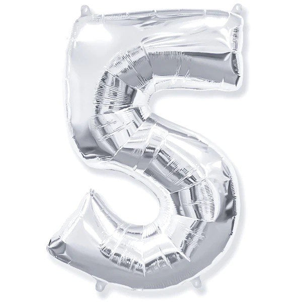 Balloons Number 5 Silver 17''