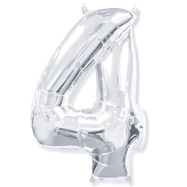 Balloons Number 4 Silver 17''