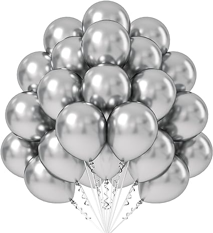 12''  Latex Metallic Silver Helium  Balloon N248-SC-H
