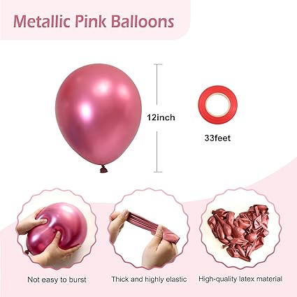 12''Latex Metallic Pink Gold Balloon N248PC