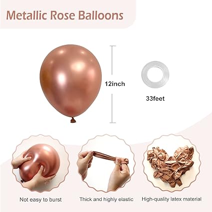 12''Latex Metallic Rose Gold Balloon N248RGC