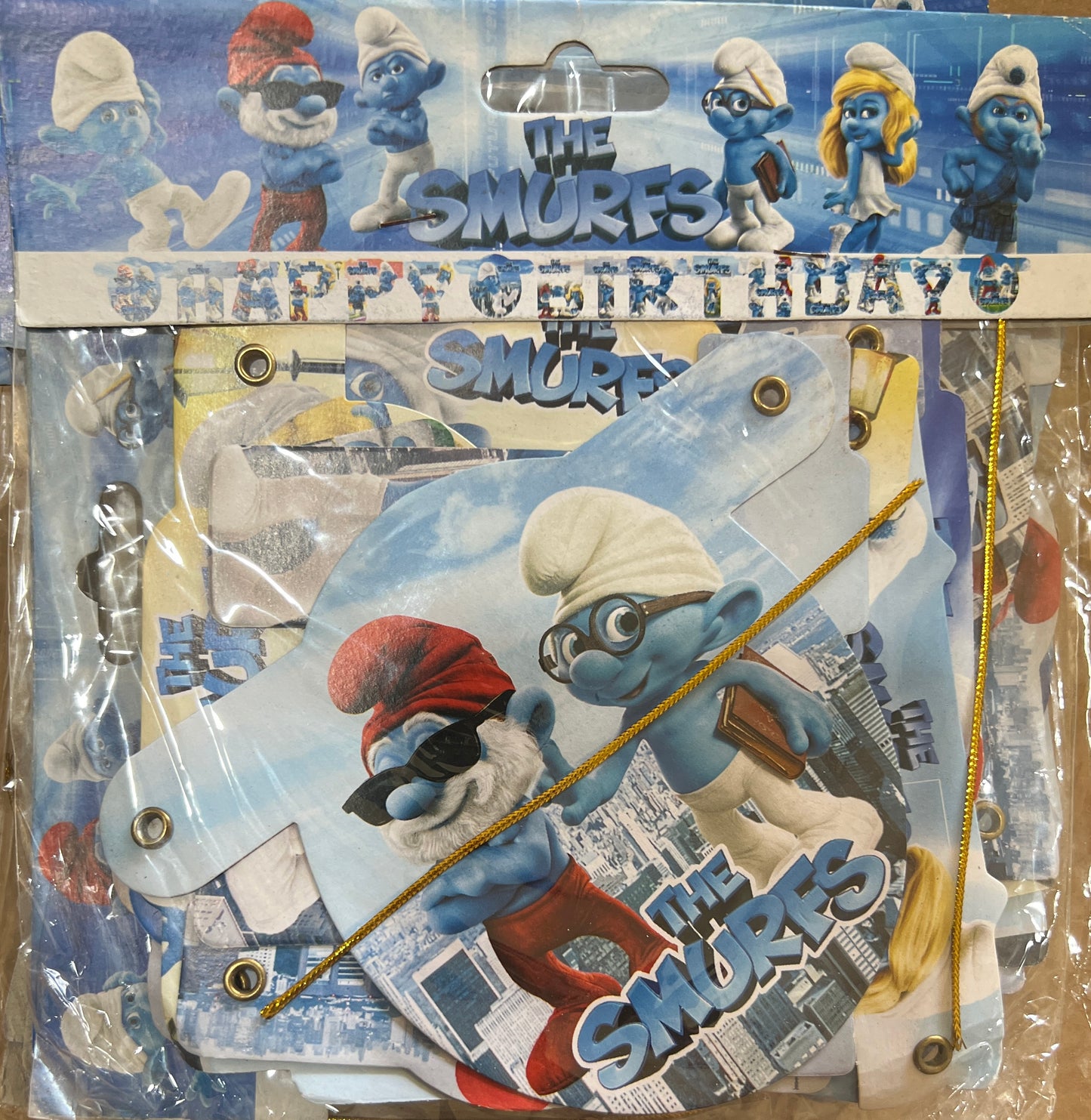 Banner Happy Birthday Smurfs-AH974-S