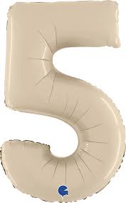 Foil Balloon Number 5Cream 42''