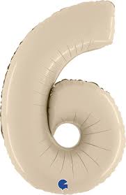 Foil Balloon Number 6 Cream 42''