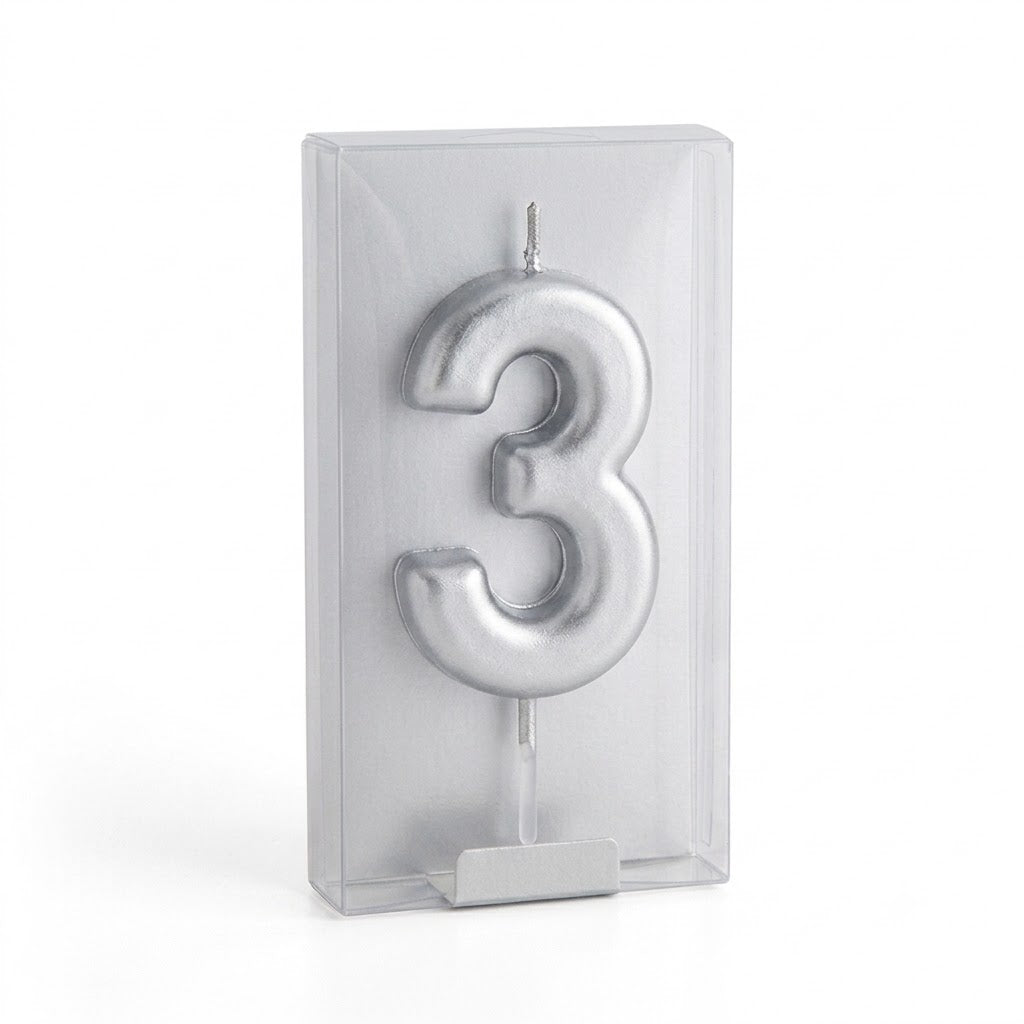 A002-3-Boxed number candle, Silver