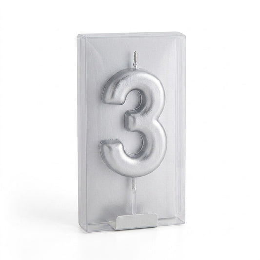 A002-3-Boxed number candle, Silver