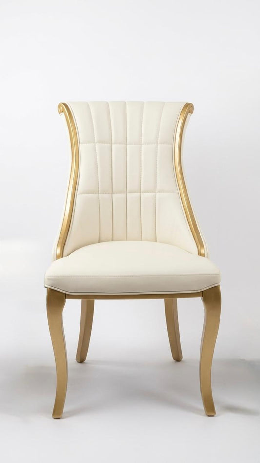 Gold And White Wood Chair (2)