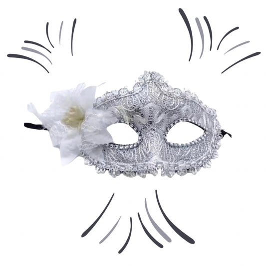 Silver & White Flower Eye Mask AH1563-S