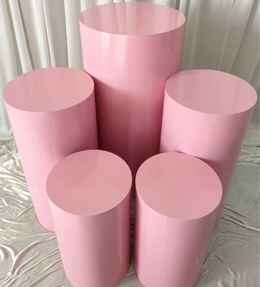 N266-1 Tin Cylindrical Dessert Table 5 Pieces /Set Pink (1)