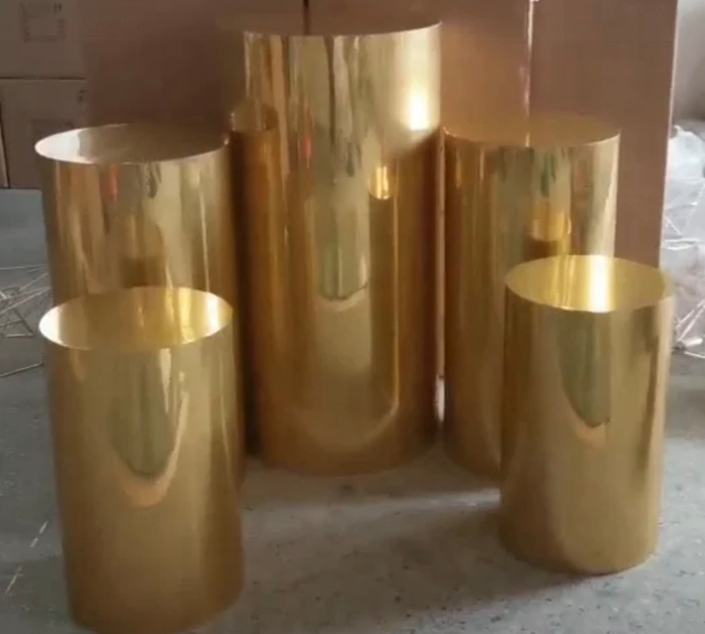 N266-2 Tin Cylindrical Dessert Table 5 Pieces /Set Gold (1)