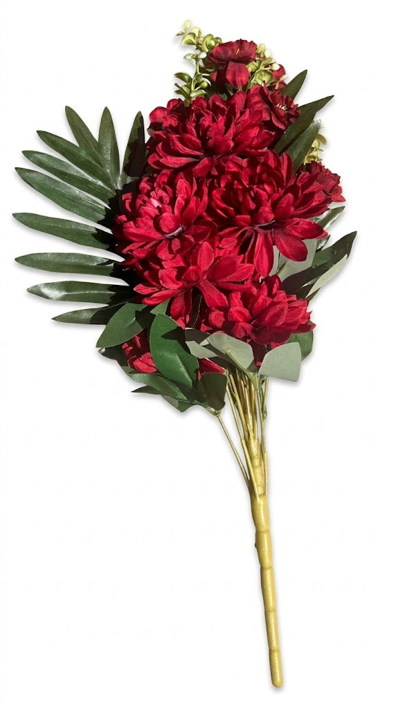 N402-R-Flowers  5 heads of chrysanthemum, Red (120)