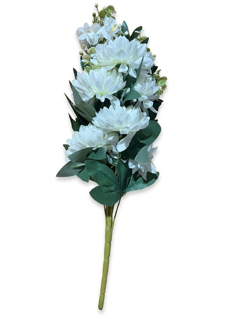 N402-W-Flowers  5 heads of chrysanthemum, White (120)