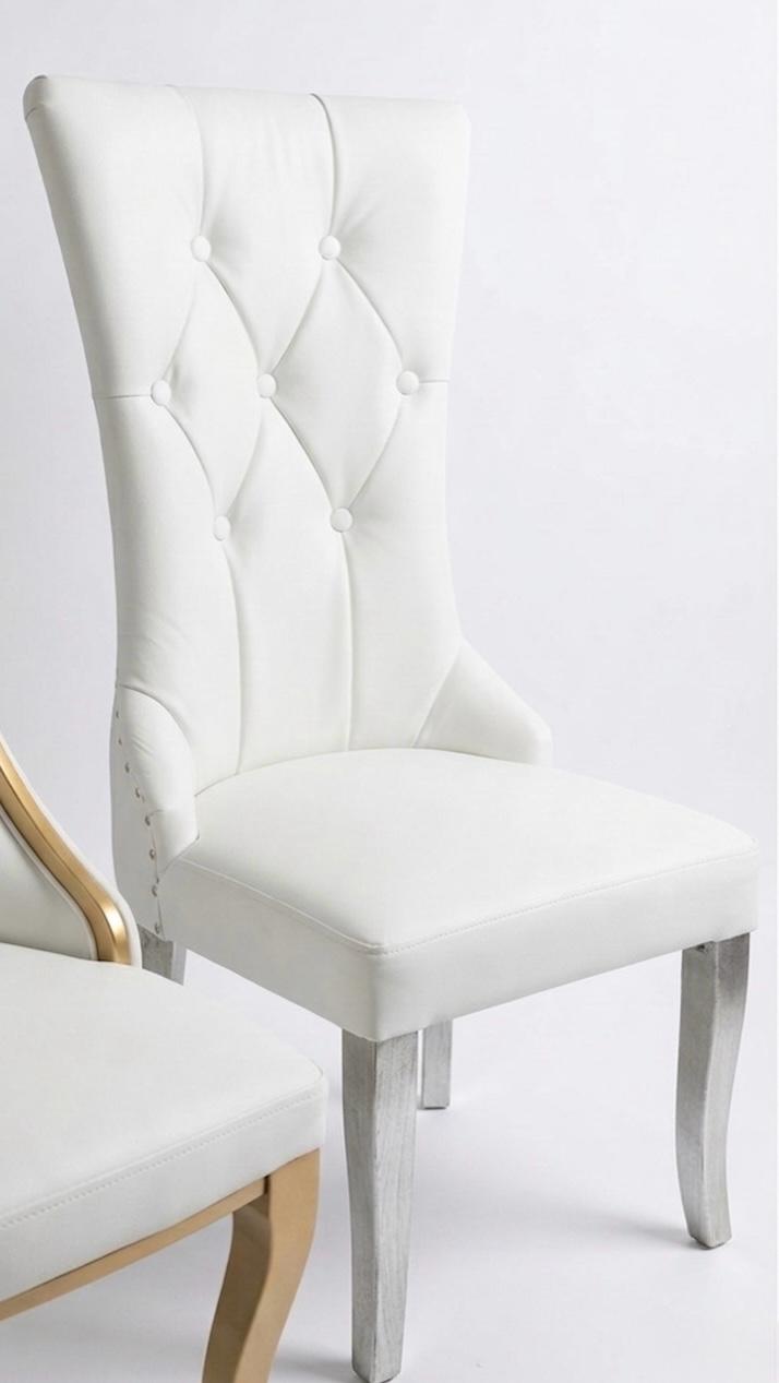 Silver And White Wood Chair (2)