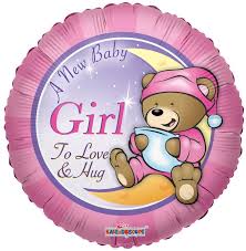 Baby Girl Balloon - 18” - Bear Moon