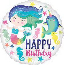 Happy birthday Mermaid Balloon (white)-