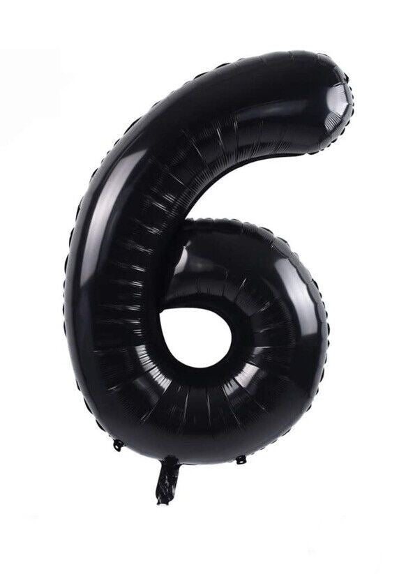 Large 42” Number 6 Black Balloon