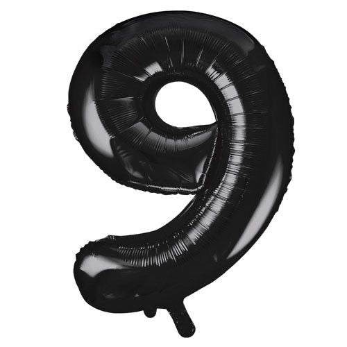 Large 42” Number 9 Black Balloon