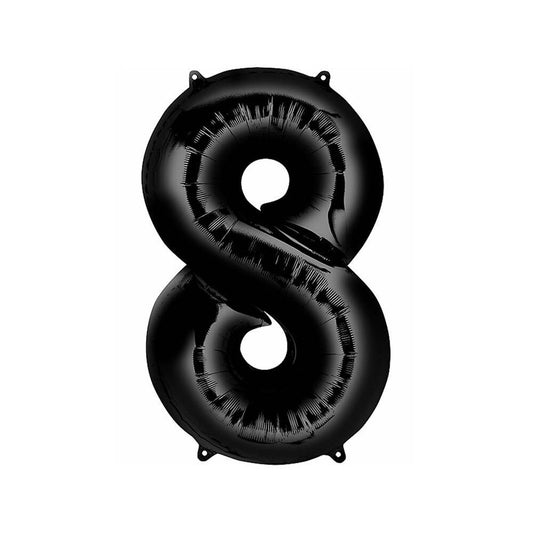 Large 42” Number 8 Black Balloon