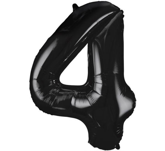 Large 42” Number 4 Black Balloon