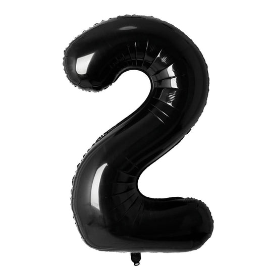 Large 40'' Number 2 Black Foil Balloon