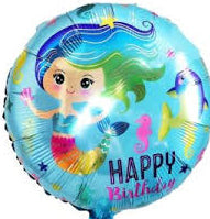 Mermaid Balloons-Happy Birthday -18''(Blue)