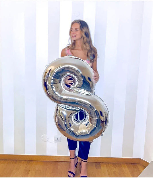 Large 42'' Number 8 Silver Foil Balloon.