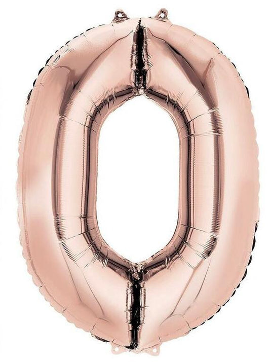 Large 42'' Number 0 Rose Gold Foil Balloon.