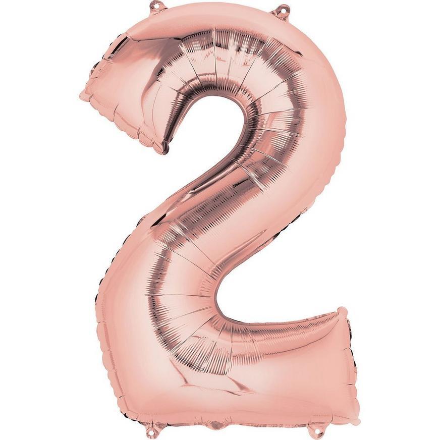 Large 42'' Number 2 Rose Gold Foil Balloon.