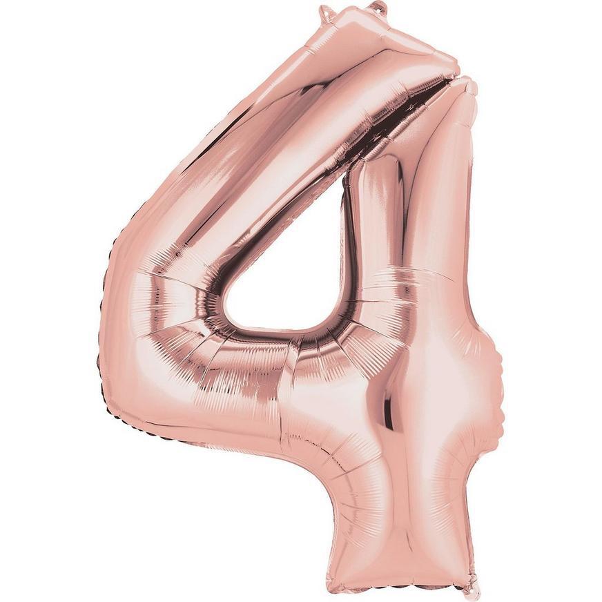 Large 42'' Number 4 Rose Gold Foil Balloon.