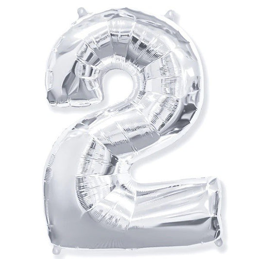 Large 42'' Number 2 Silver Foil Balloon.