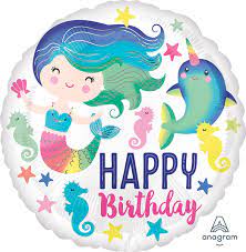 Happy birthday Mermaid Balloon (white)-13