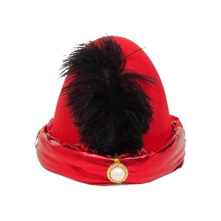 Sultan Red Hat With Black Feather