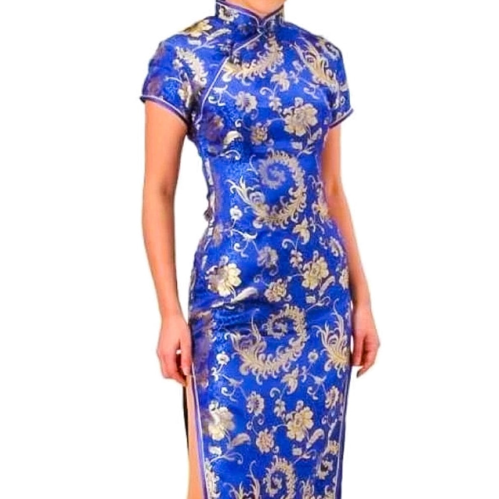 Original Long Chinese Dress-blue-107