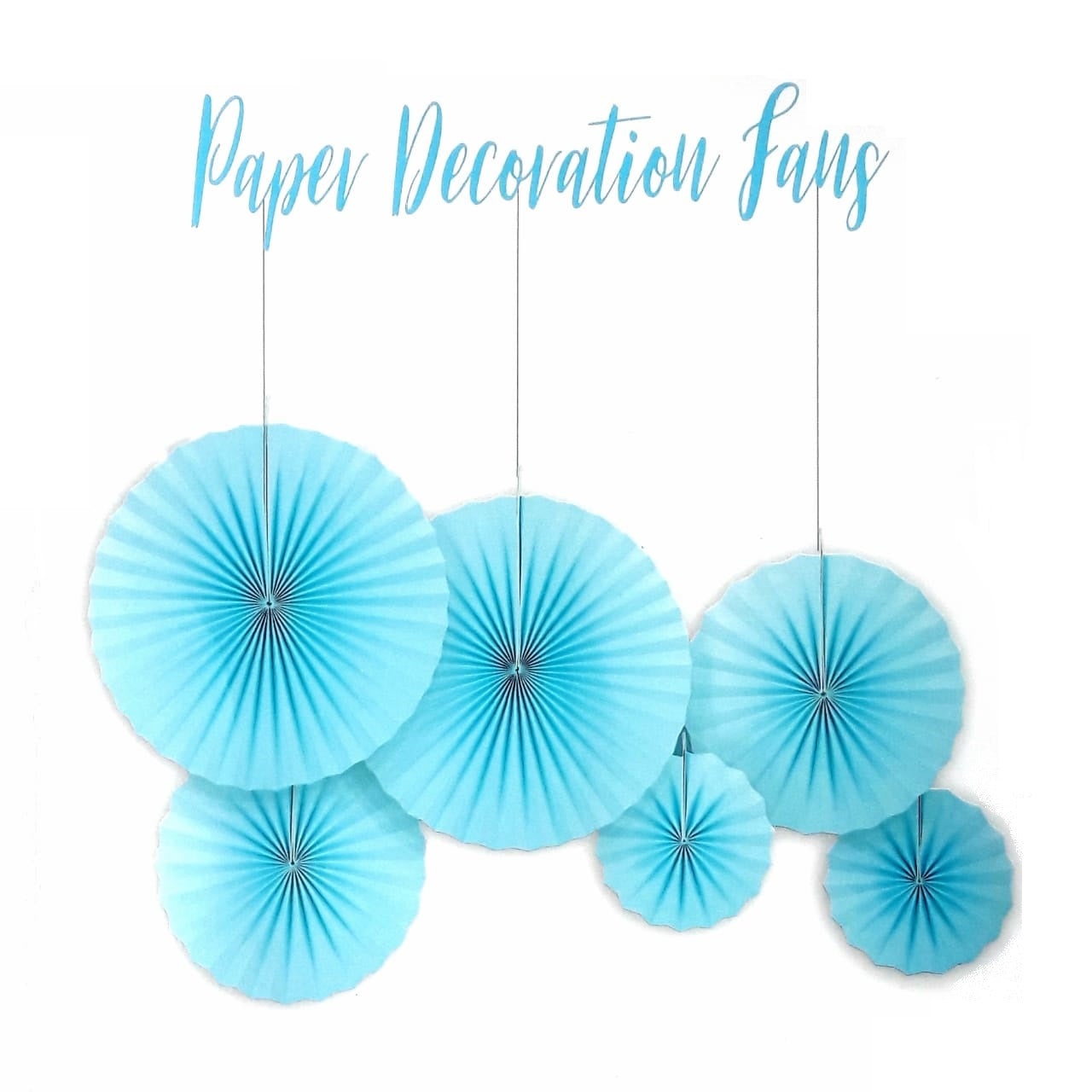 Beautiful Wall Decoration Paper Fan Blue/3 Pcs - JT-L05