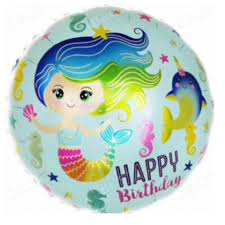 Happy birthday Mermaid Balloons blue-13